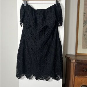 BB Dakota Elegant Black Strapless Lace Dress